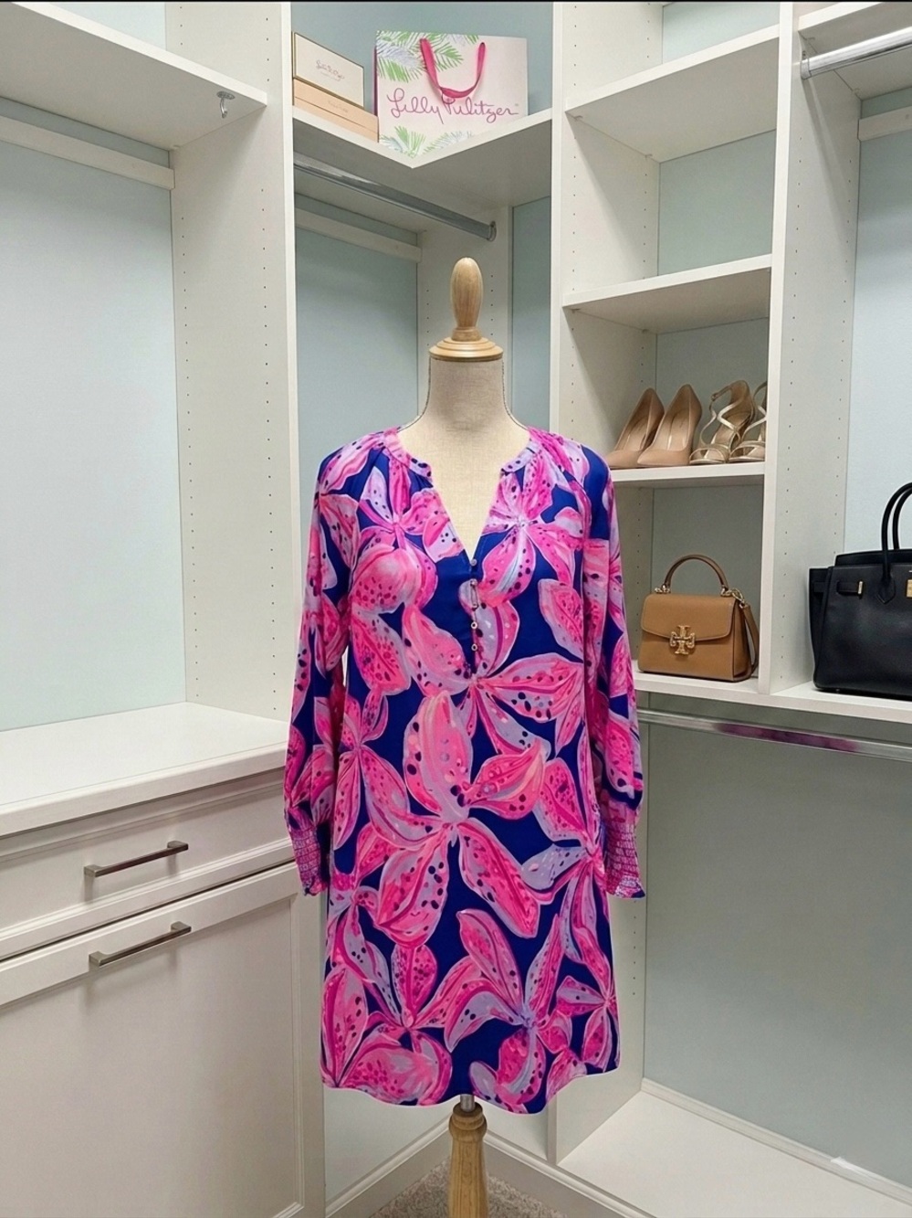 Vibrant Blue & Pink Floral Shift Tunic
